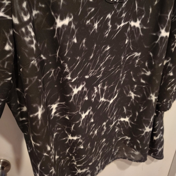 Maggie Barnes Embellished Black Print Chiffon Tunic Top Sz 2X Whimsigoth Fairy - Picture 6 of 8